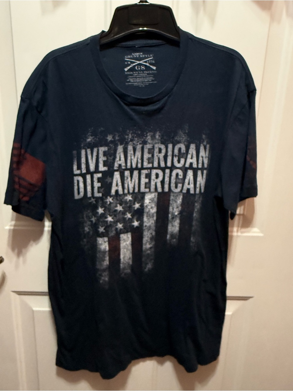 Grunt Style Live American Graphic Tee - Navy Blue Patriotic Mens Shirt LG